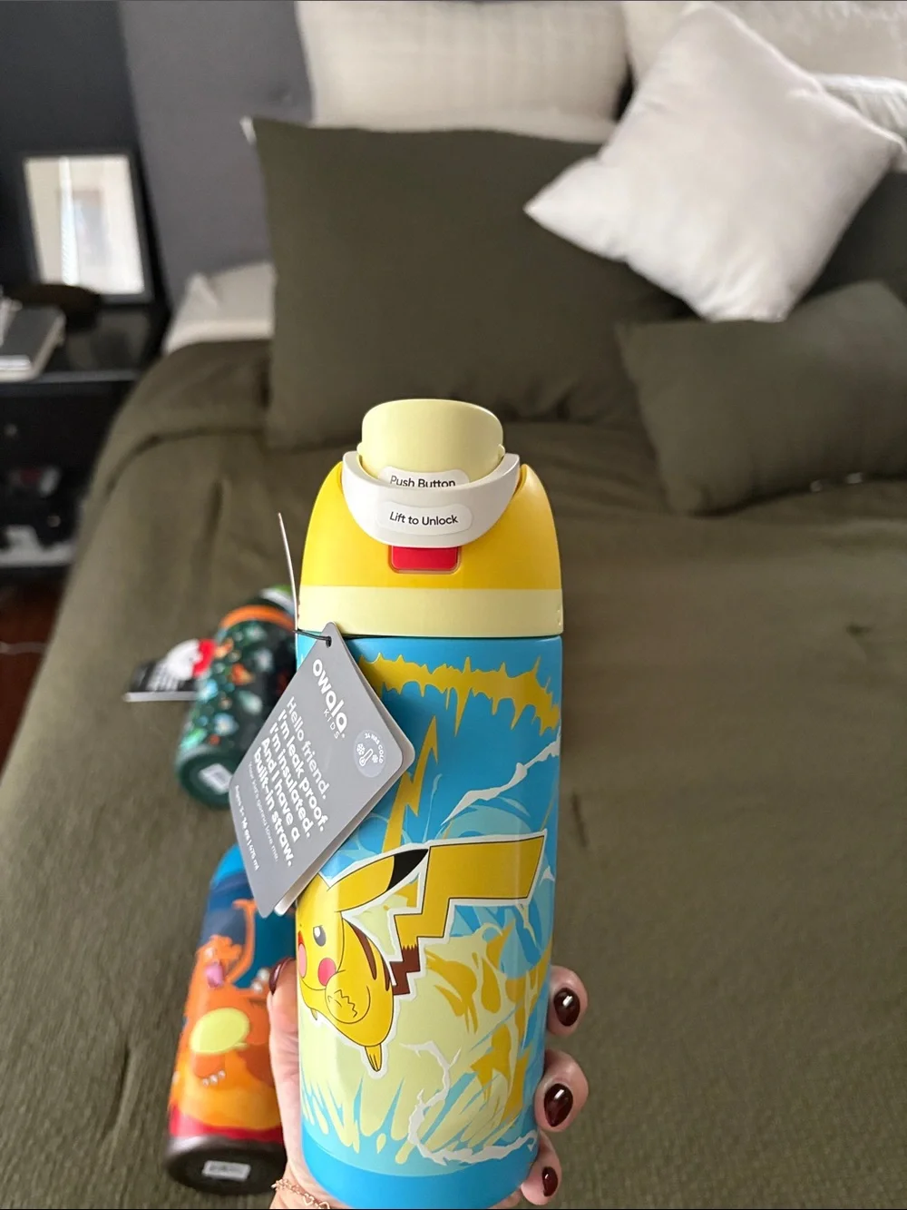 ekaluo Pikachu Kids Water Bottle - Blue & Yellow